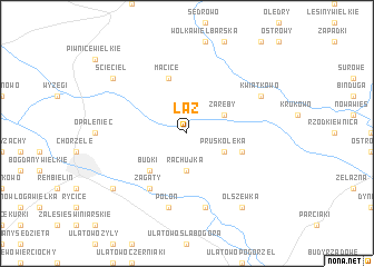 map of Łaz