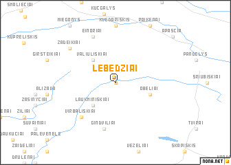 map of Lebedžiai