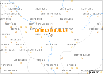 map of Le Malzieu-Ville