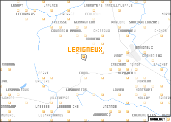 map of Lérigneux
