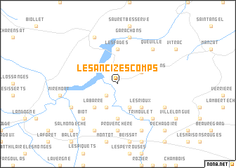 map of Les Ancizes-Comps