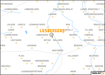 map of Les Bergeas