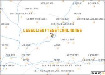 map of Les Églisottes-et-Chalaures