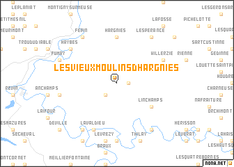 map of Les Vieux Moulins dʼHargnies
