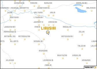 map of Liaušiai