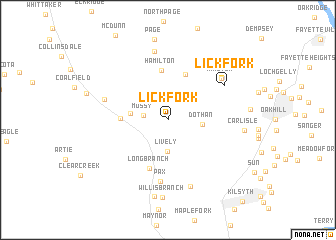 map of Lick Fork