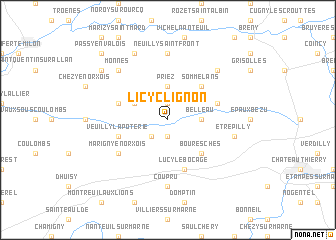 map of Licy-Clignon