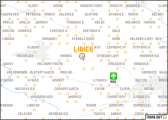 map of Lidice