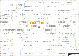 map of Ligetfalva