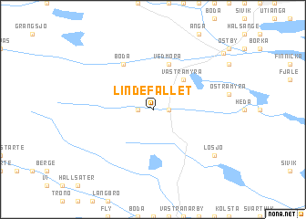 map of Lindefallet