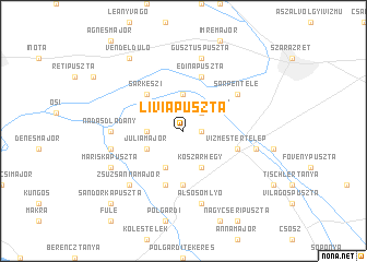 map of Líviapuszta