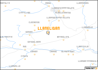 map of Llanelidan