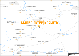 map of Llanfair-Dyffryn-Clwyd