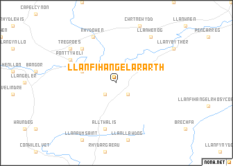 map of Llanfihangel-ar-Arth