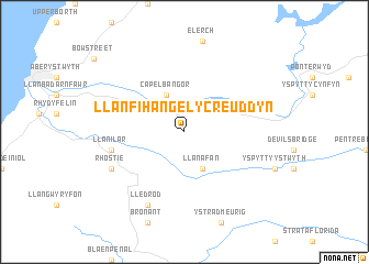 map of Llanfihangel-y-creuddyn