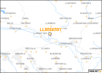 map of Llangenny