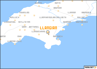 map of Llangian