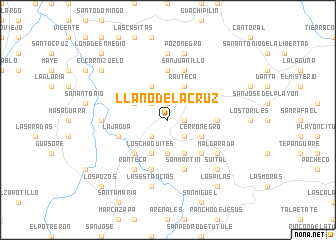 map of Llano de la Cruz