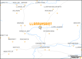 map of Llanpumsaint