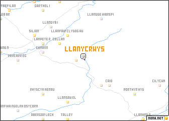 map of Llanycrwys