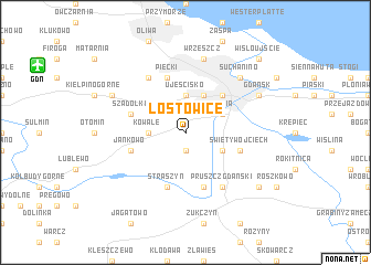 map of Łostowice