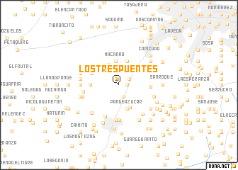 map of Los Tres Puentes