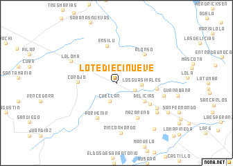 map of Lote Diecinueve