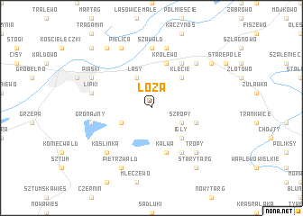 map of Łoza