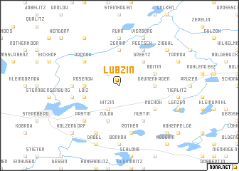 map of Lübzin