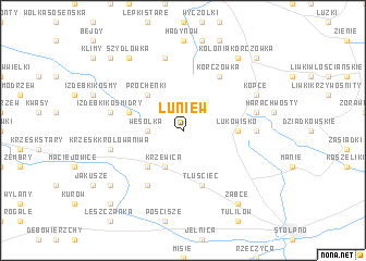 map of Łuniew