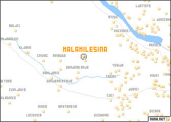 map of Mala Milešina