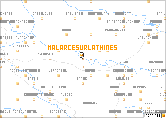 map of Malarce-sur-la-Thines