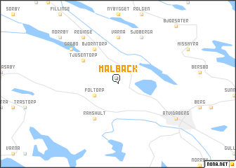 map of Målbäck