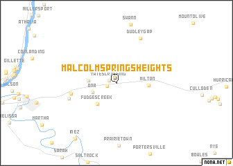 map of Malcolm Springs Heights