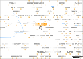 map of Málkov