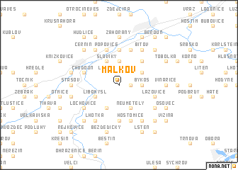 map of Málkov