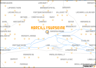 map of Marcilly-sur-Seine