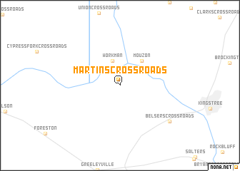 map of Martins Crossroads