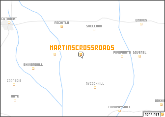 map of Martins Crossroads