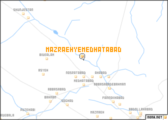 map of Mazra‘eh-ye Medḩatābād
