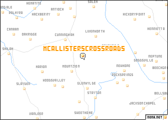 map of McAllisters Crossroads