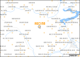 map of Męcina