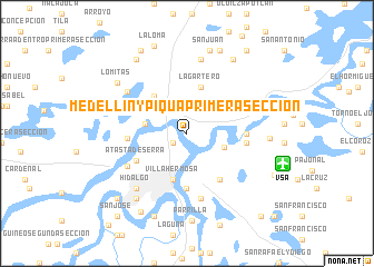 map of Medellín y Piqua Primera Sección