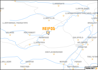 map of Meifod