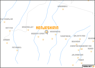 map of Menj-e Shīrīn