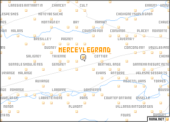 map of Mercey-le-Grand