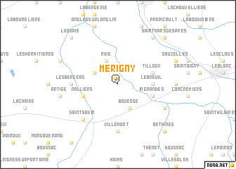 map of Mérigny