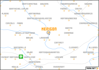 map of Mérigon
