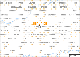 map of Měrunice