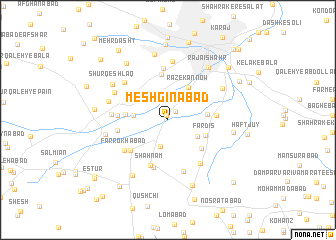 map of Meshgīnābād